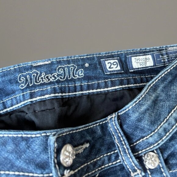 Miss Me Distressed Blue Boot Cut Jeans 29" JP5011B6 - Picture 2 of 5